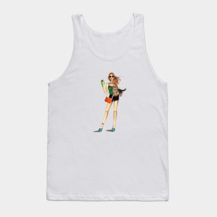 Girl, Coffee, and Dog Tank Top